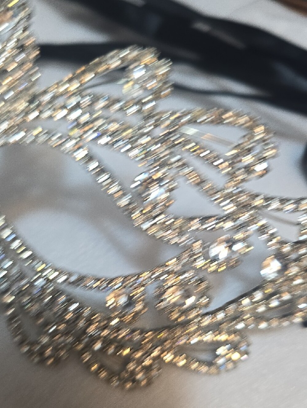 Crystal Rhinestone Masquerade Mask with Black Ribbon - Picture 3 of 3